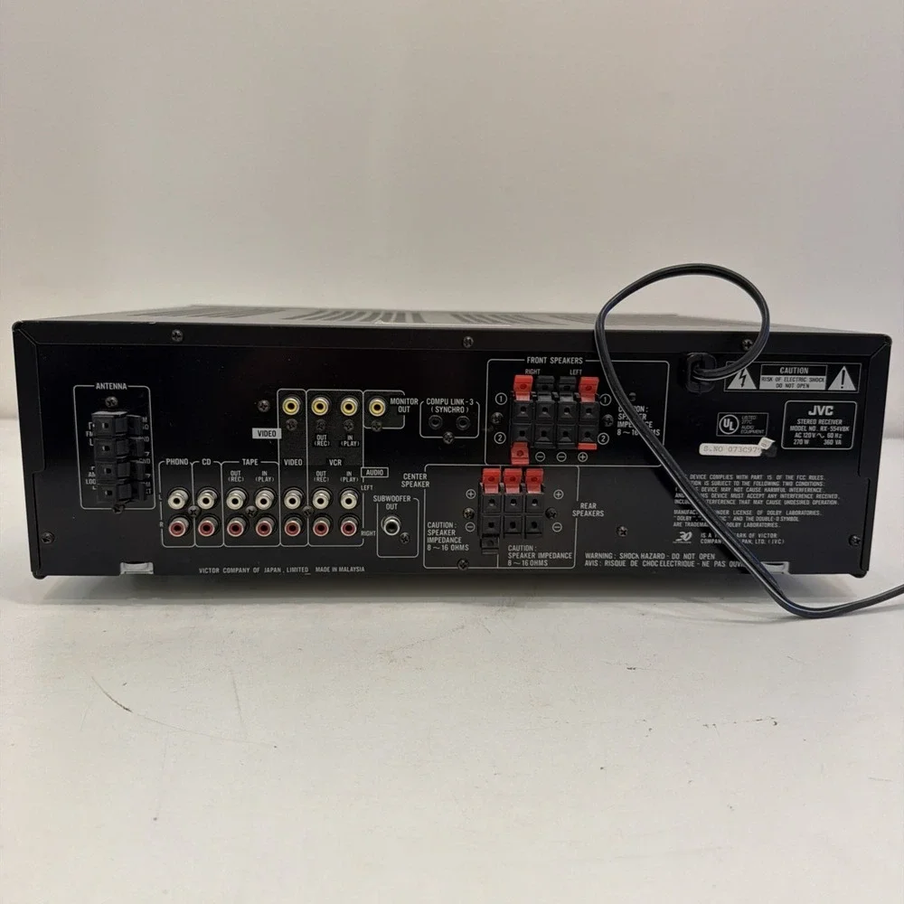 JVC RX-554V Audio/Video Control Pro Logic Stereo Receiver - Powers On! - Picture 6 of 7